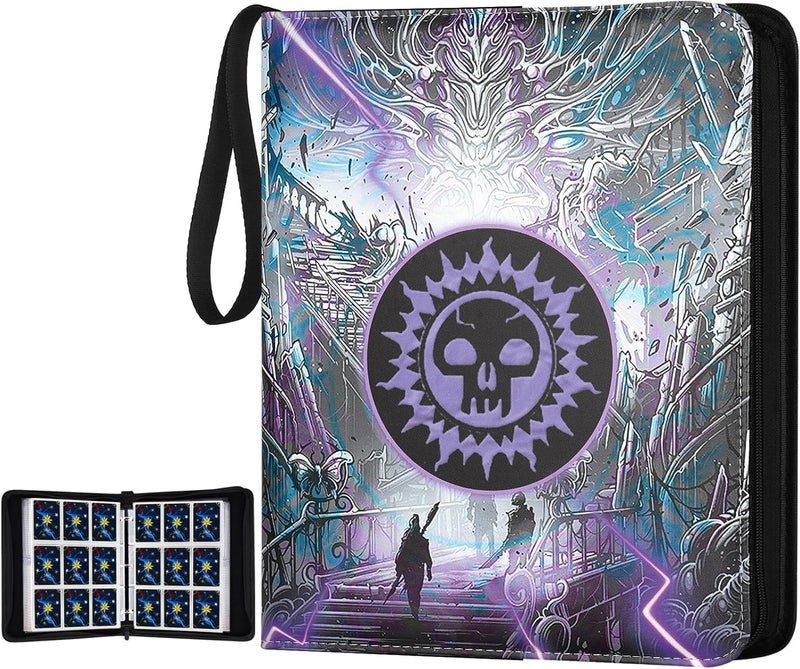 GERMUN Card Binder for MTG Cards, Premium 9 Pocket Card Binder for Trading Cards, 720 Double Sided Pocket Collector Card Album for Standard Cards,Card Collection Folder for YGO/PTCG/Game Cards (Purple Print) - Image 1